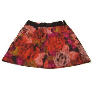 J. Crew Mini Skirt Art Print Fall Floral Cotton Pocket Lined Zip Closure Sz 0